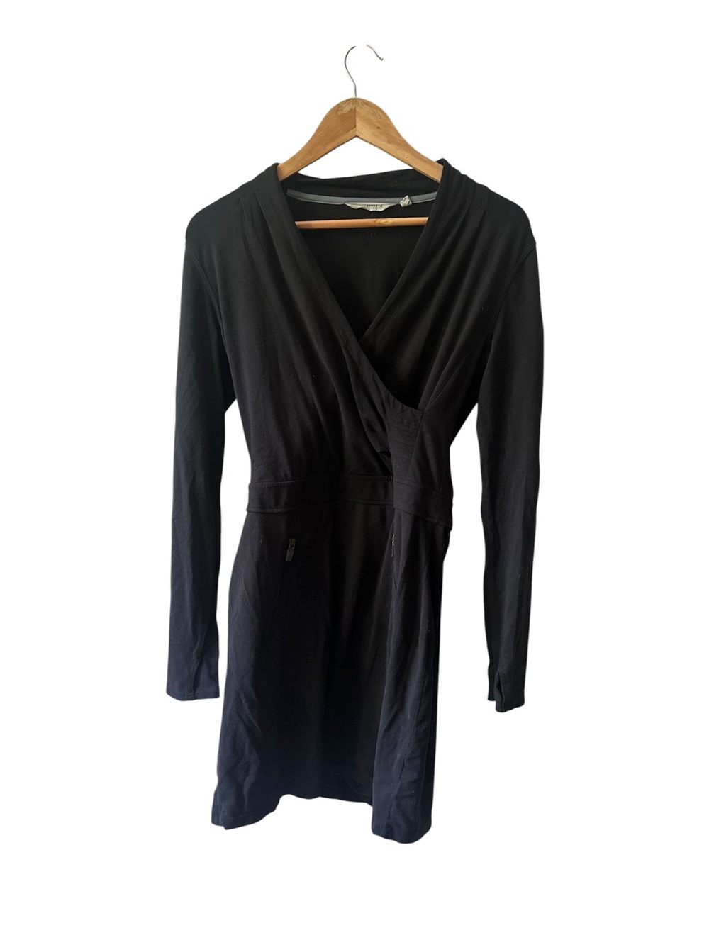Athleta Wrap Dress Black Pockets‎ Size Small